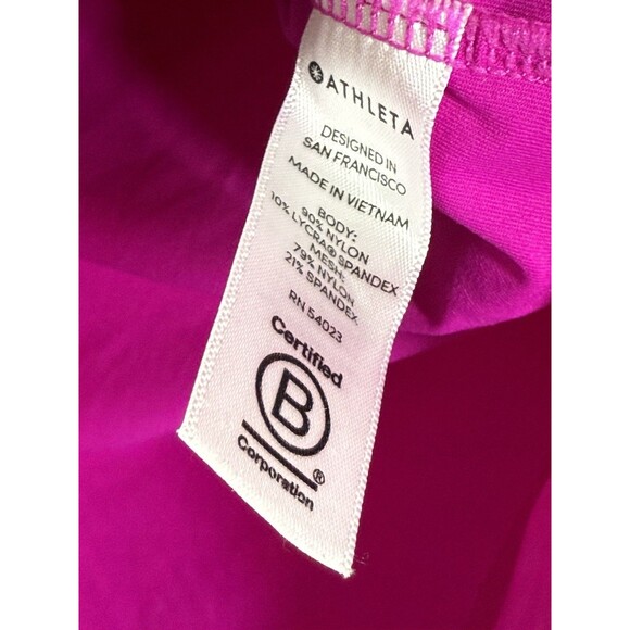 Athleta Fuchsia Pink Cadence Tee Short Sleeve Women's Workout Top Size XS EUC - Picture 7 of 12